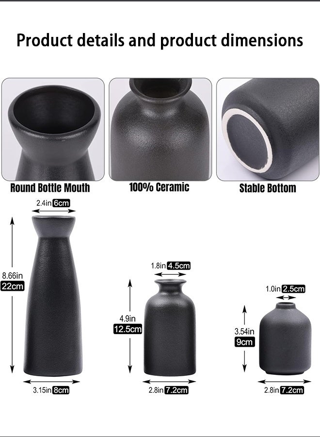 HOOPZOZA 3PCS Ceramic Vases Small for Home Decor Flower vases for Decor Modern Home Decor Vases for Decor Pampas Grass Vase Dried Flowers Vases Living Room Beige - Image 5