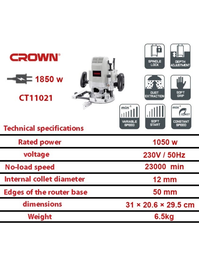 Crown-CT11021  Electric Router 12 mm 1850 Watt - Image 2