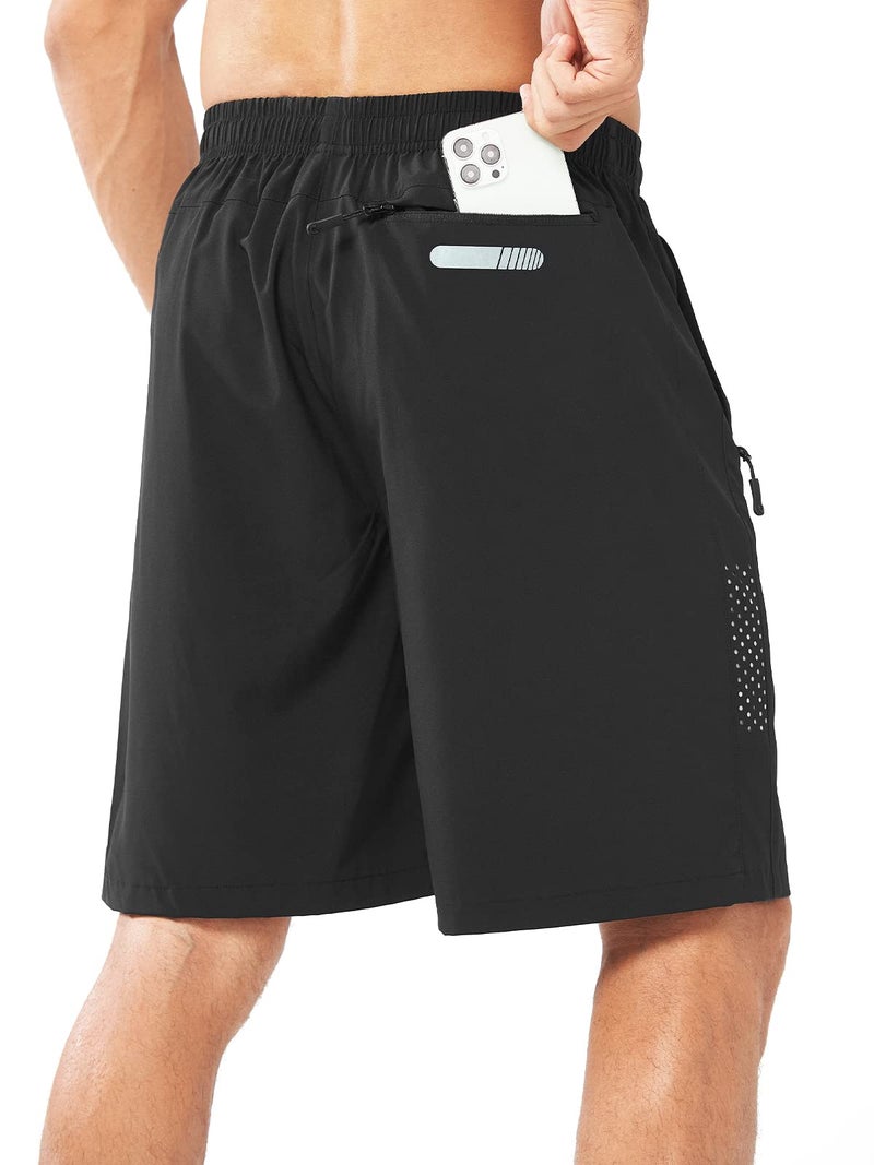 NORTHYARD Men's Athletic Running Shorts Gym Workout Shorts 7"/ 9"/ 5" Quick Dry Lightweight Sports Basketball Exercise Tennis Exercise Black-9inch XL - Image 2