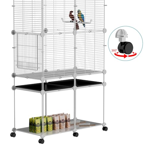 STILLCOVE Standing Large Bird Cage, Parakeet Cage with Detachable Stand & Wheels, Wide Flight Birdcage for Parrot Cockatiel Conure Budgie Canary Finch Lovebird - Image 5
