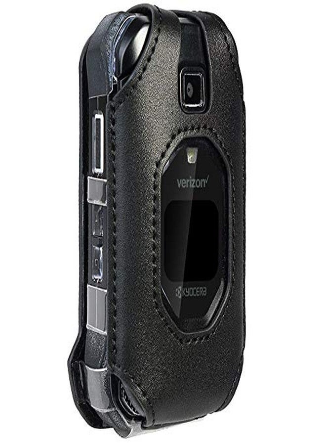 جراب BELTRON الجلدي المصمم خصيصًا لهاتف Kyocera DuraXV Extreme E4810 و DuraXV Extreme+ E4811 القابل للطي من Verizon - الميزات: مشبك حزام دوار، حماية للشاشة ولوحة المفاتيح، تثبيت محكم - Image 2
