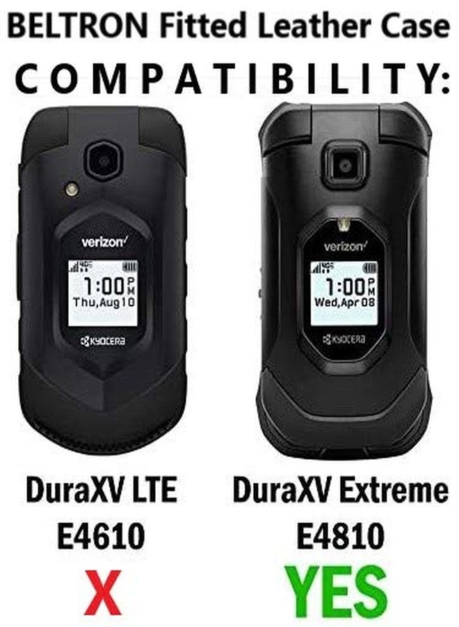 جراب BELTRON الجلدي المصمم خصيصًا لهاتف Kyocera DuraXV Extreme E4810 و DuraXV Extreme+ E4811 القابل للطي من Verizon - الميزات: مشبك حزام دوار، حماية للشاشة ولوحة المفاتيح، تثبيت محكم - Image 3