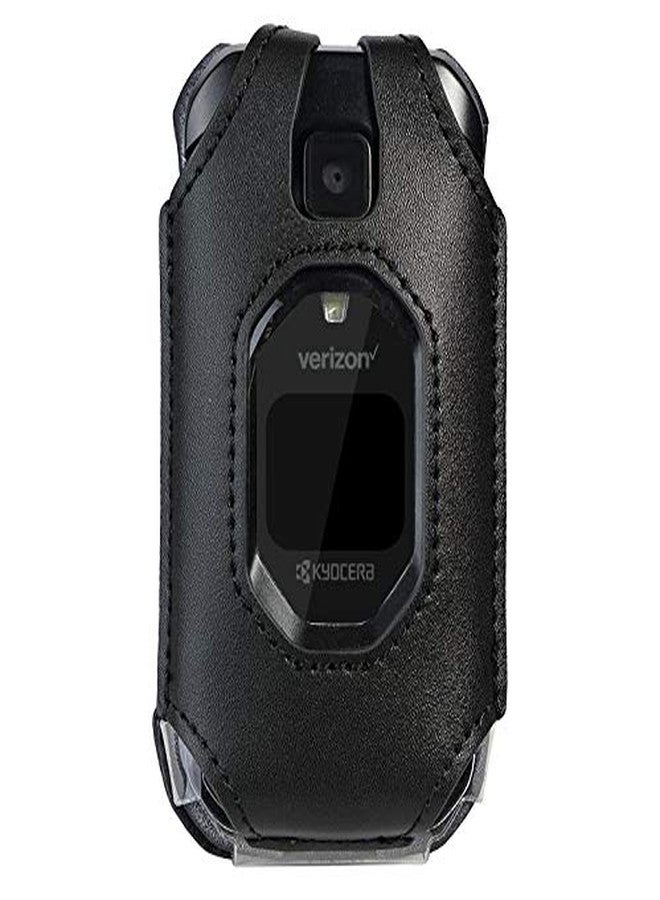 جراب BELTRON الجلدي المصمم خصيصًا لهاتف Kyocera DuraXV Extreme E4810 و DuraXV Extreme+ E4811 القابل للطي من Verizon - الميزات: مشبك حزام دوار، حماية للشاشة ولوحة المفاتيح، تثبيت محكم - Image 1