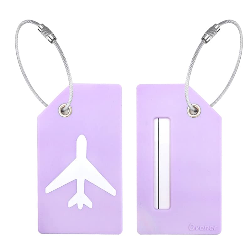 Ovener 5Pack Silicone Luggage Tag with Name ID Card Perfect to Quickly Spot Luggage Suitcase by Ovener (Purple) - Image 5