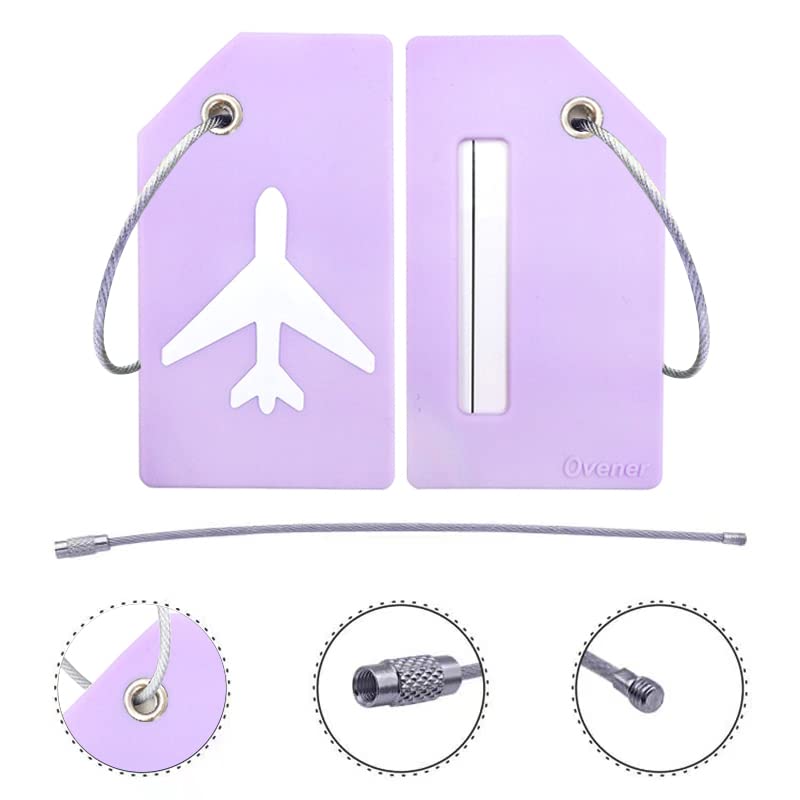 Ovener 5Pack Silicone Luggage Tag with Name ID Card Perfect to Quickly Spot Luggage Suitcase by Ovener (Purple) - Image 4