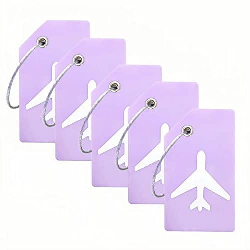 Ovener 5Pack Silicone Luggage Tag with Name ID Card Perfect to Quickly Spot Luggage Suitcase by Ovener (Purple) - Image 1