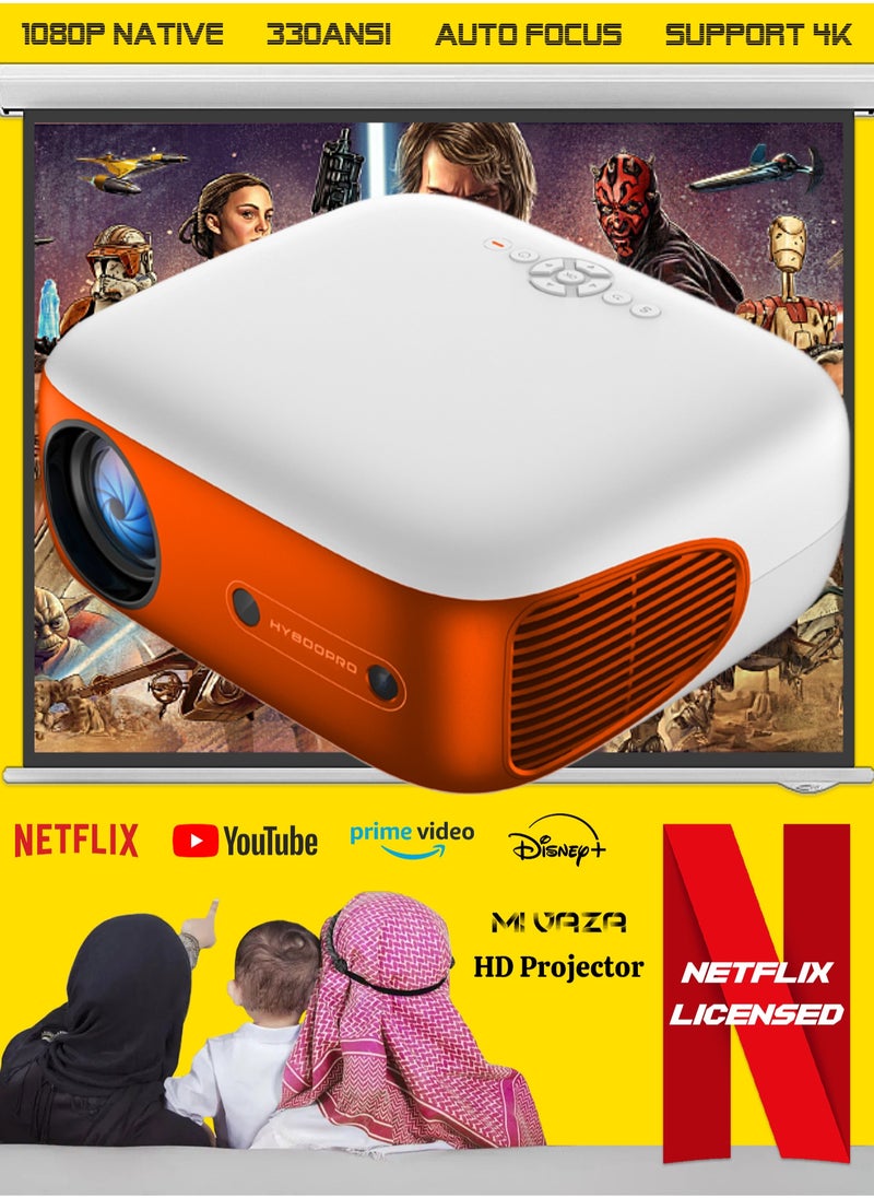 مي فازا - [مرخص من Netflix] جهاز عرض أصلي بدقة 1080 بكسل - يدعم Netflix وYouTube وDisney+ وPrime Video - يدعم 4K و8K - 330ANSI Lumen - جهاز عرض LCD ذكي مع حامل قابل للدوران - جهاز عرض أفلام مزود بشبكة واي فاي 5G وبلوتوث - مسرح منزلي متنقل - متوافق مع Android/iOS/Windows/TV Stick/HDMI/USB/وحدة تحكم الألعاب - Image 1