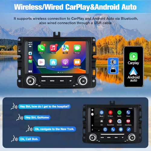 Pyniro Car Radio Stereo Upgrade for Dodge RAM 1500/2500/3500 2013-2019, Android Head Unit with 7 Inch Touch Screen/Backup Camera/Wireless CarPlay & Android Auto/Mirroring/Wi-Fi/Bluetooth/SWC - Image 4