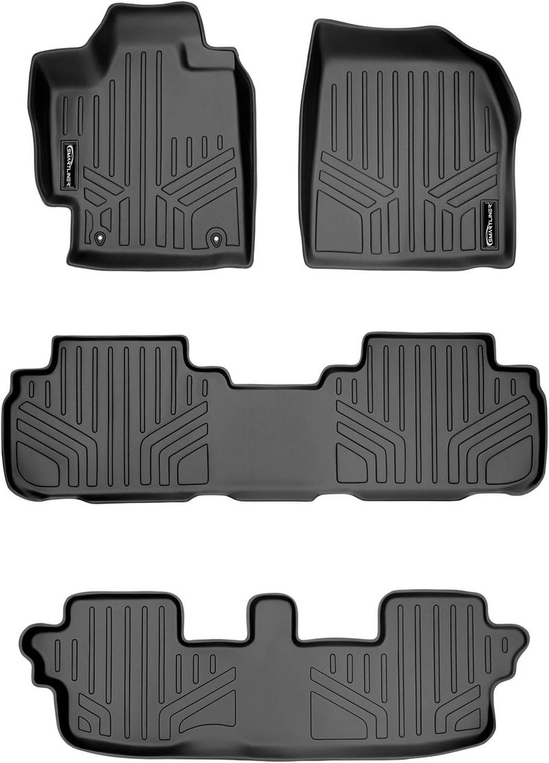 MAX LINER A0038/B0037/C0037 3 Row Floor Mats Set for 2008-2013 Toyota Highlander Non-Hybrid - Black - Image 1