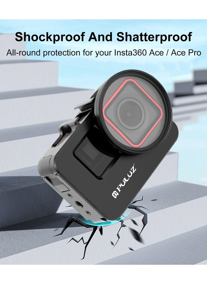 PULUZ - For Insta360 Ace Pro / Ace PULUZ Metal Rabbit Cage Adapter Frame with 52mm UV Filter & Adapter Ring (Black) - Image 1