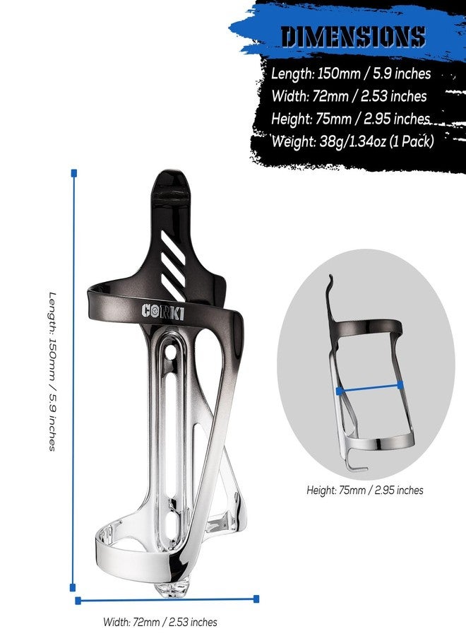 Corki Cycles Bike Water Bottle Holder Aluminum Alloy Side Load Water Bottle Cage, Right and Left Entry Bike Water Bottle Holder for Road & Mountain Bikes - Right Duo Pack - 2Pack - Black & Silver - Image 2