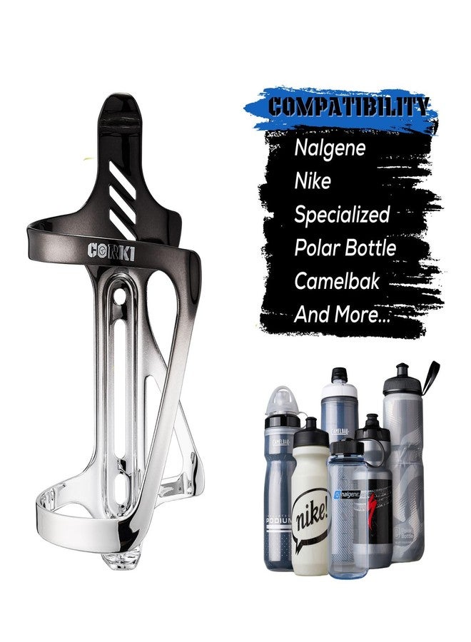 Corki Cycles Bike Water Bottle Holder Aluminum Alloy Side Load Water Bottle Cage, Right and Left Entry Bike Water Bottle Holder for Road & Mountain Bikes - Right Duo Pack - 2Pack - Black & Silver - Image 3