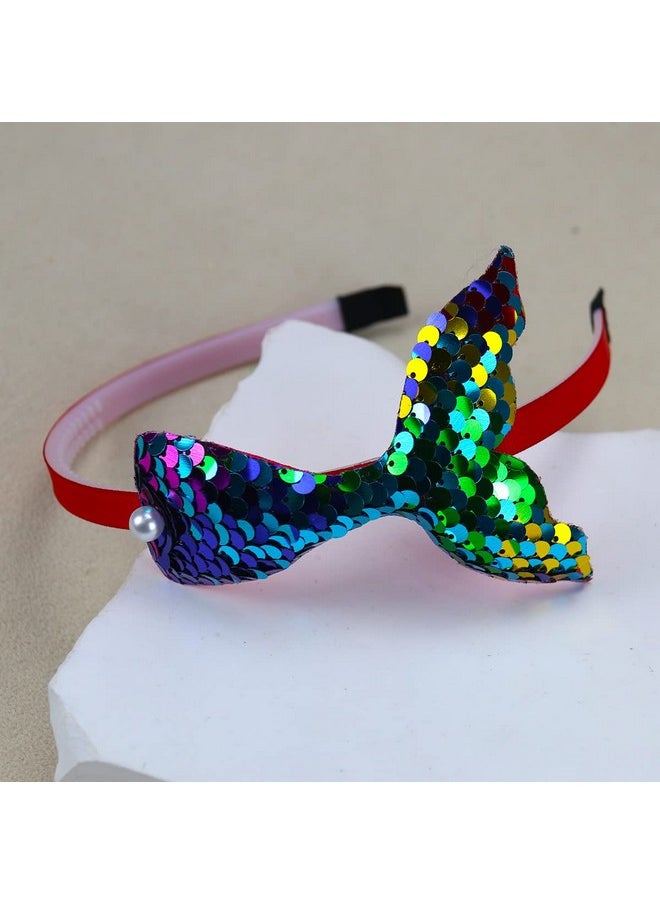 Kistreao - Mermaid Headband Laser Star Glitter Hair Band Starfish Sequin Hair Accessories Girls Women Birthday Seaside Pool Party (Ls Mult Mermaid) - Image 1