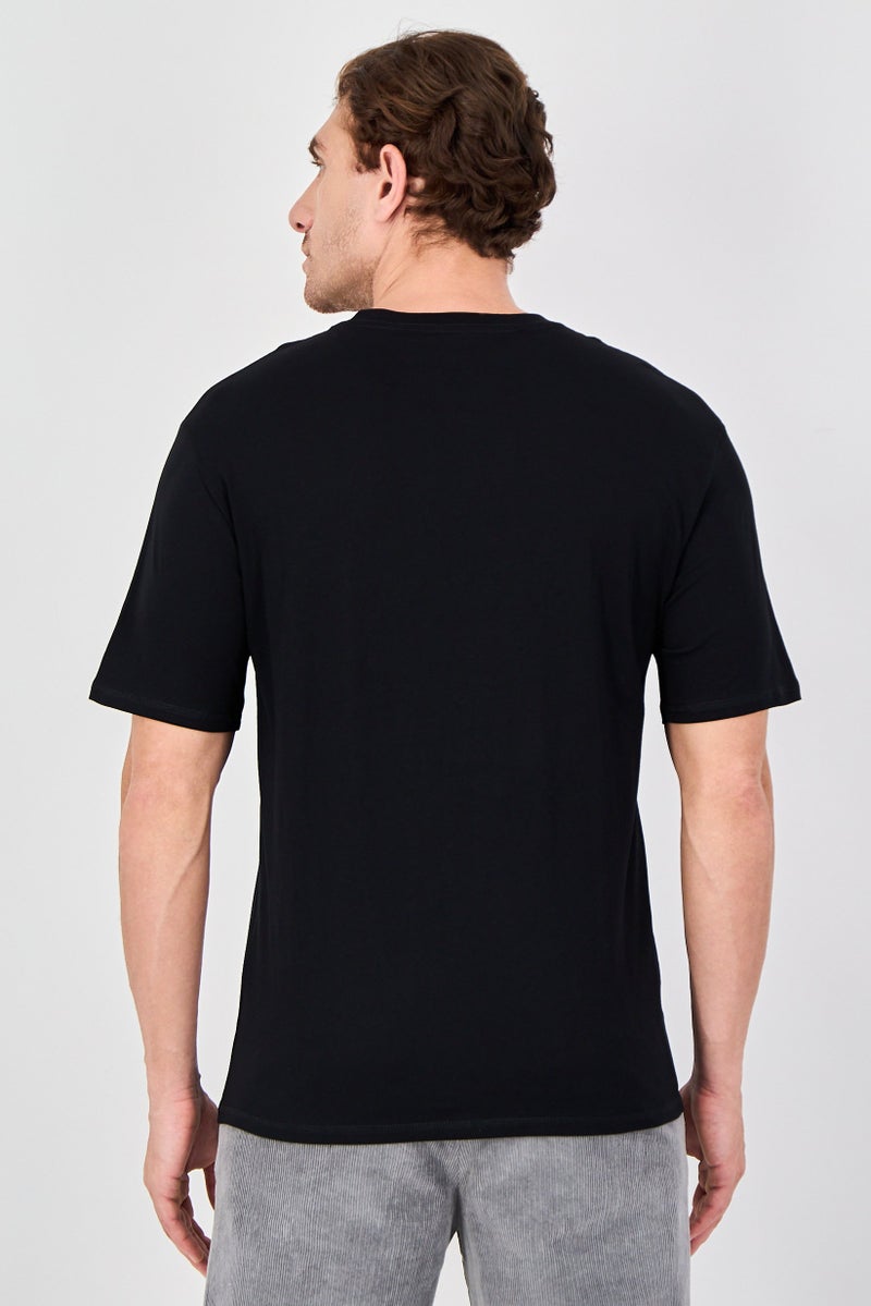 Buffalo David Bitton Men Crew Neck Short Sleeve Brand Logo T-Shirt, Black - Image 3