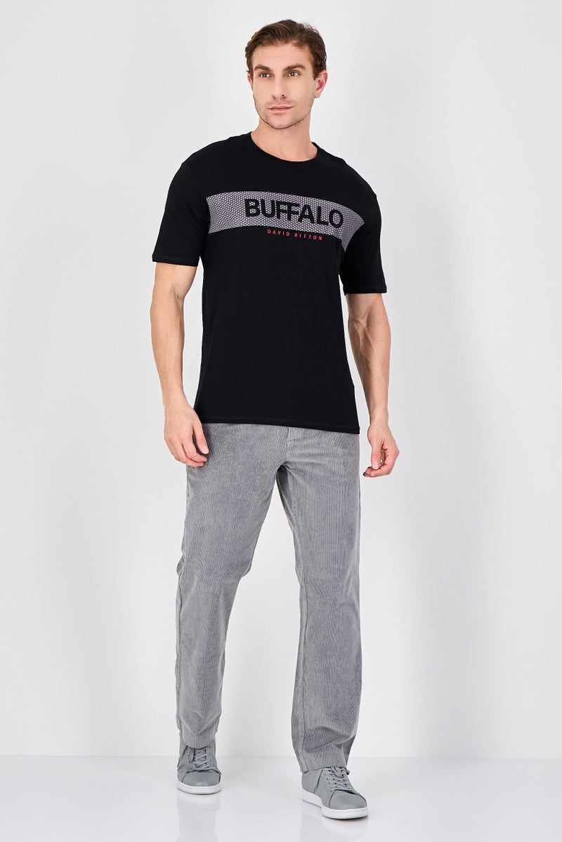 Buffalo David Bitton Men Crew Neck Short Sleeve Brand Logo T-Shirt, Black - Image 4
