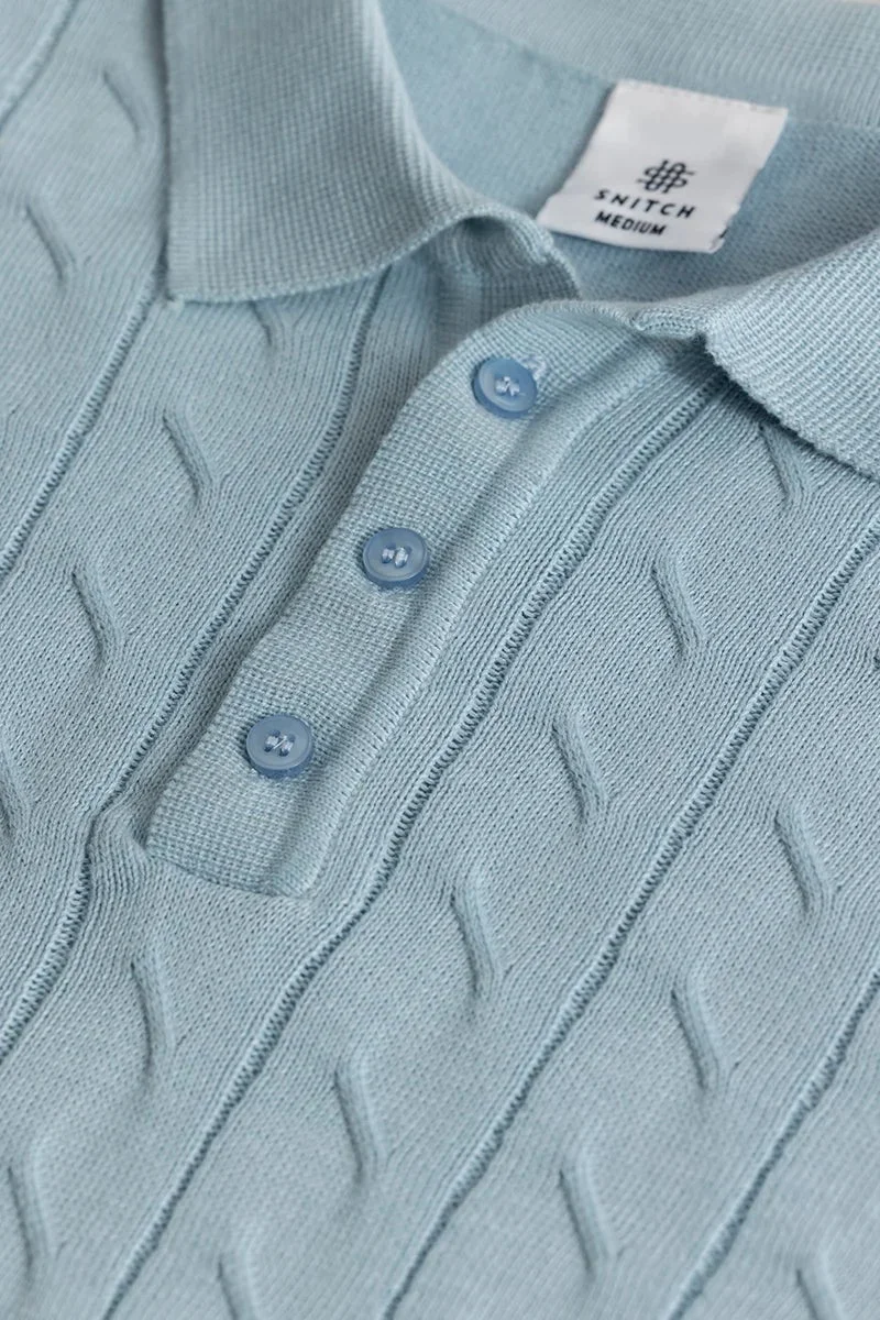 SNITCH Fresco Light Blue Knitted Polo T-Shirt