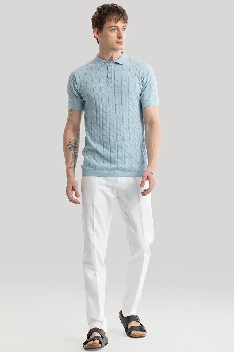 SNITCH Fresco Light Blue Knitted Polo T-Shirt - Image 3