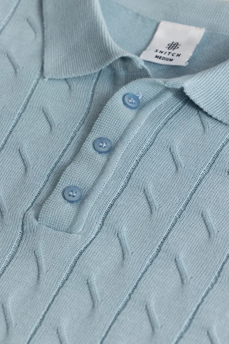 سنيتش تيشيرت بولو محبوك أزرق فاتح فريسكو