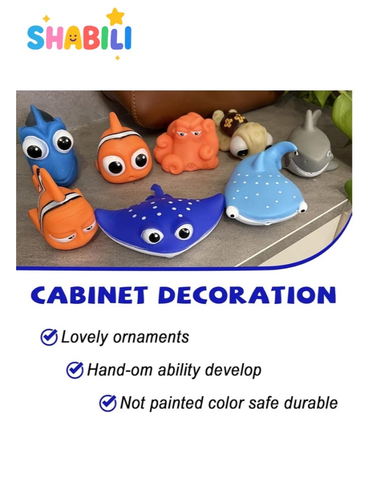شبيلي مجموعة ألعاب استحمام 8 قطع بدون فتحات، حيوانات بحرية من PVC ناعم تطفو للمزج في البانيو والمسبح، تصميم مقاوم للعفن وسهل التنظيف، لعب ماء تفاعلي وتعليمي للأولاد والبنات - Image 5