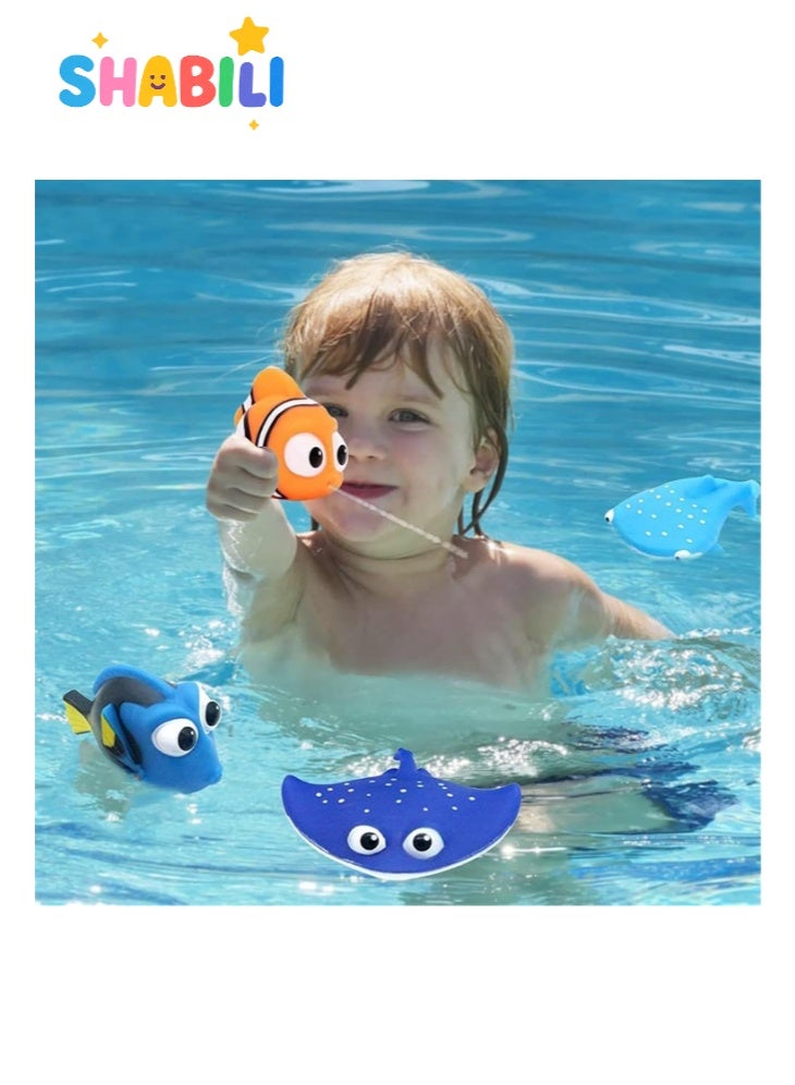 شبيلي مجموعة ألعاب استحمام 8 قطع بدون فتحات، حيوانات بحرية من PVC ناعم تطفو للمزج في البانيو والمسبح، تصميم مقاوم للعفن وسهل التنظيف، لعب ماء تفاعلي وتعليمي للأولاد والبنات - Image 3