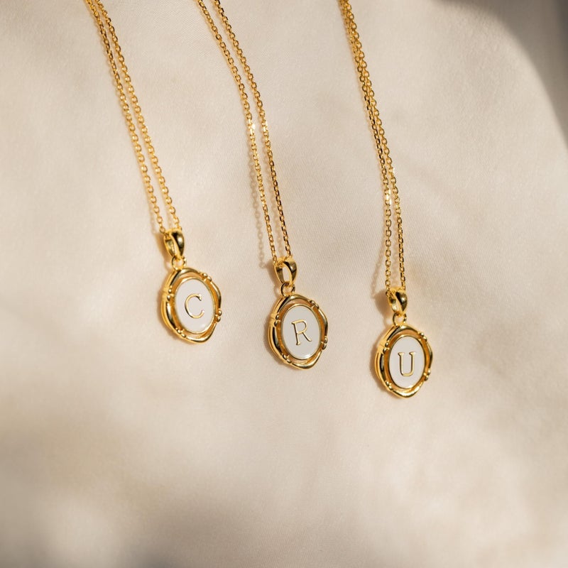 Krfy Gold Initial C Necklaces for Women - Dainty Charm Necklaces 14K Gold Plated Oval Letter White Enamel Personalized Name Necklaces for Women Trendy Gold Necklace Jewelry - Image 3