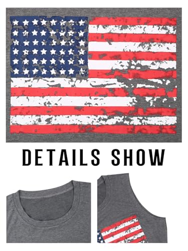 FAYALEQ American Flag Print Tank Tops Women USA Stars Stripes Patriotic T Shirt Summer Loose Vest Tees Size M (Gray) - Image 4