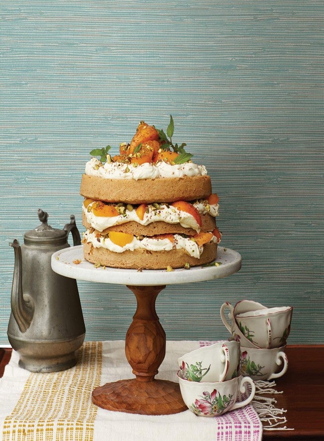 NuWallpaper NUS3337 Tibetan Faux Grasscloth Teal Peel & Stick Wallpaper, Blue - Image 2