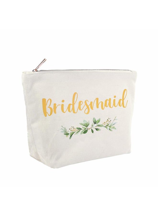 ElegantPark Bridesmaid Gifts Bridesmaid Makeup Bag Wedding Party Cosmetic Bag Bridal Shower Gifts Canvas Gold Script - Image 2