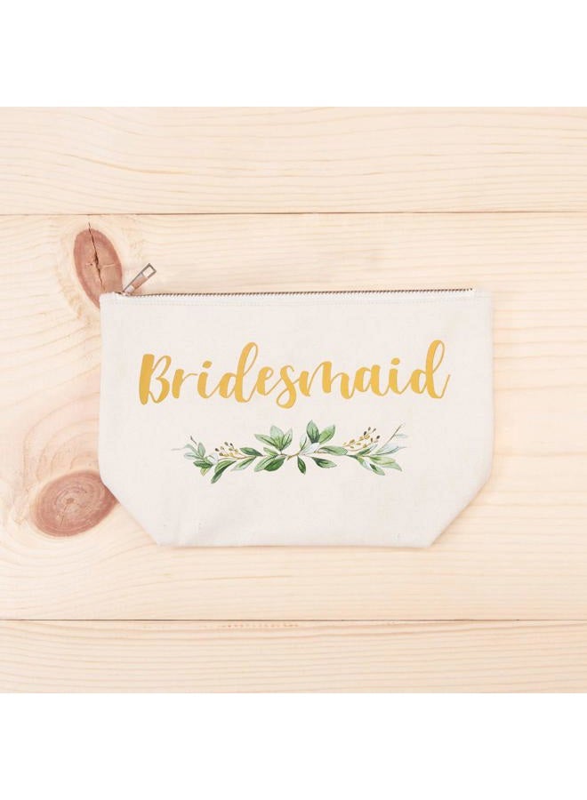 ElegantPark Bridesmaid Gifts Bridesmaid Makeup Bag Wedding Party Cosmetic Bag Bridal Shower Gifts Canvas Gold Script - Image 4