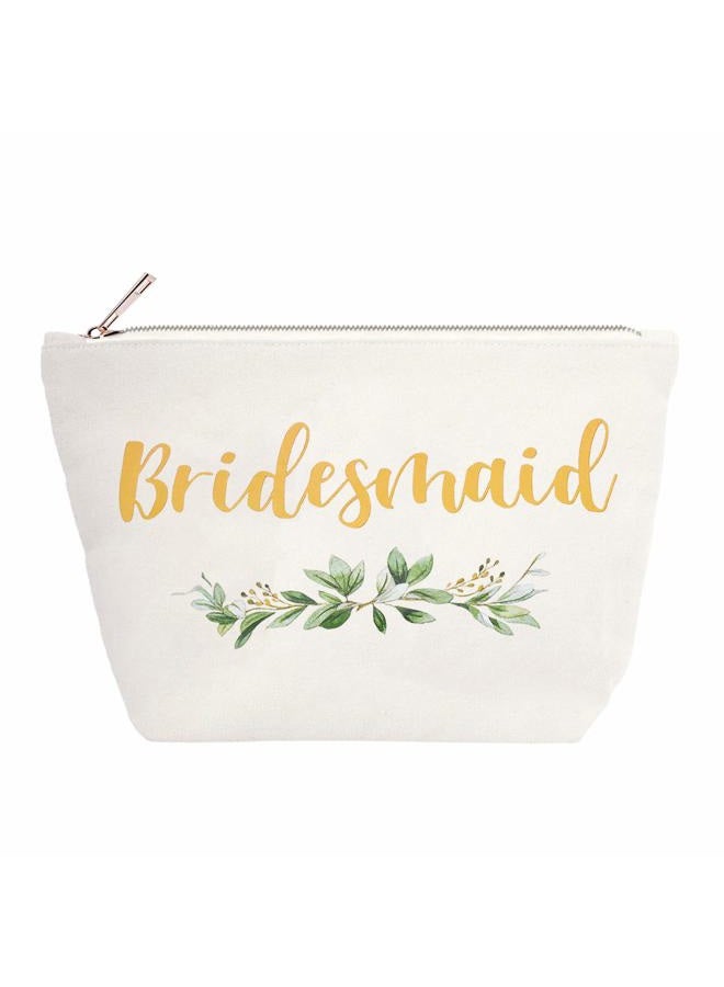 ElegantPark Bridesmaid Gifts Bridesmaid Makeup Bag Wedding Party Cosmetic Bag Bridal Shower Gifts Canvas Gold Script - Image 1