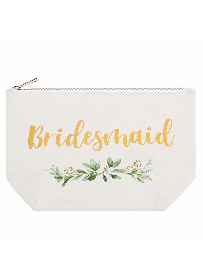 ElegantPark Bridesmaid Gifts Bridesmaid Makeup Bag Wedding Party Cosmetic Bag Bridal Shower Gifts Canvas Gold Script - Image 3