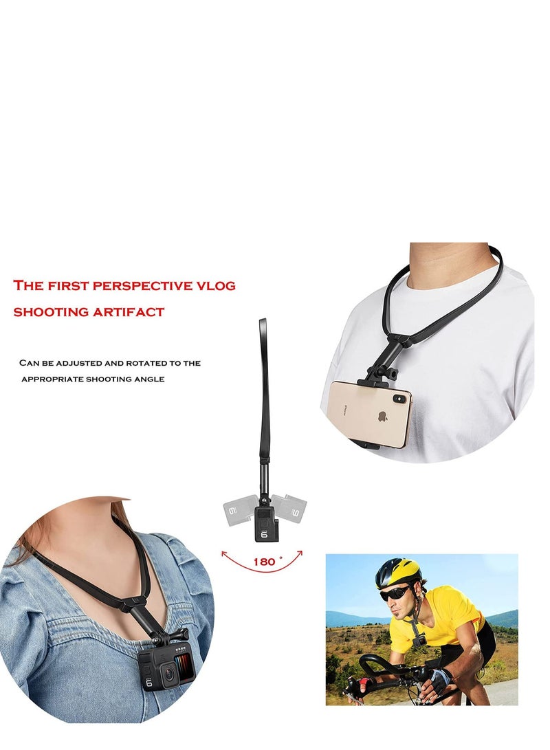 SYOSI Action Camera Neck Holder Mount Bracket for Gopro POV/VLOG, Extendable Selfie Kit, Compatible with MAX Hero, DJI, Coyote, AKASO and Cell Phone Cycling Travel - Image 5