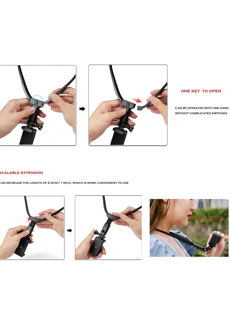 SYOSI Action Camera Neck Holder Mount Bracket for Gopro POV/VLOG, Extendable Selfie Kit, Compatible with MAX Hero, DJI, Coyote, AKASO and Cell Phone Cycling Travel - Image 3