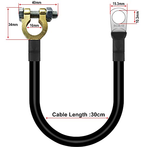 Gebildet كابل عاكس بطارية 30 سم مع موصلات طرفية 12 فولت-24 فولت 25 مم² 3AWG (حد أقصى 125 أمبير) ، أسلاك بطارية أوتوماتيكية حمراء وسوداء للشاحنة والدراجة النارية والطاقة الشمسية والمركبات البحرية. - Image 5