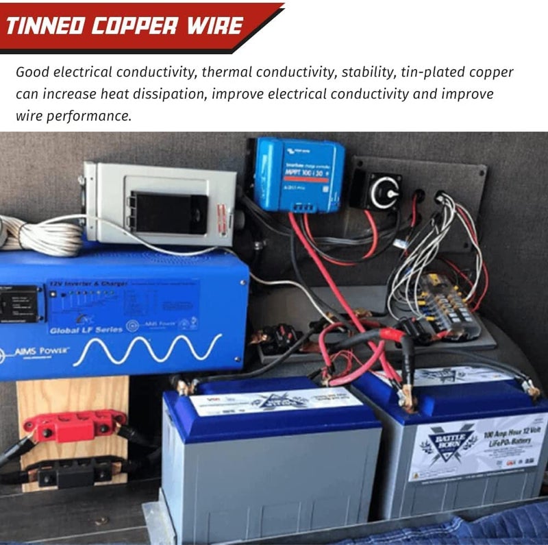 Gebildet كابل عاكس بطارية 30 سم مع موصلات طرفية 12 فولت-24 فولت 25 مم² 3AWG (حد أقصى 125 أمبير) ، أسلاك بطارية أوتوماتيكية حمراء وسوداء للشاحنة والدراجة النارية والطاقة الشمسية والمركبات البحرية. - Image 4