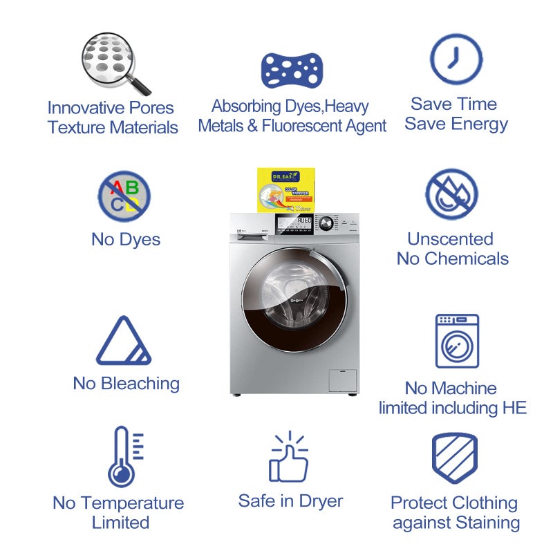 DR. EASY Unscented Color Catcher Sheets, 72 Count, Special Pores Texture, Dye & Fluorescent Remover, Safe for Dryer, Compatible with All Washers & HE, Non-Toxic, All Skin Types - Image 4