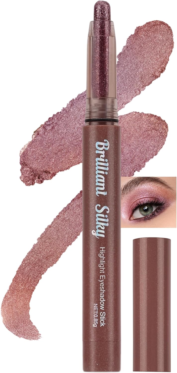 Erinde Waterproof Eyeshadow Stick Glitter Cream Eye Shadow Stick LongLasting High Pigmented Eye Shadow Crayon Blendable Eyes Pencil Metallic Eyes Brightener Makeup Shimmer Highlight 03