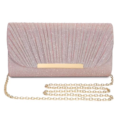 UBAYMAX Evening Bag Clutch Purses for Women Handbags Shoulder Crossbody Wedding Bag for Prom Cocktail Party Wedding (Rose Gold) - Image 1