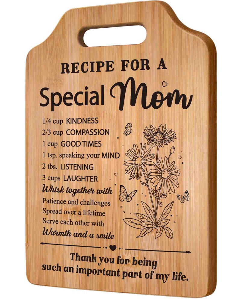 Milcier Gifts for Mom  Moms Birthday Gift Ideas  Recipe Cutting Board for Moms  Best Gifts for Mom Birthday  Christmas  Mothers Day  Valentines Day  Mom 's Kitchen Cutting Board - Image 1