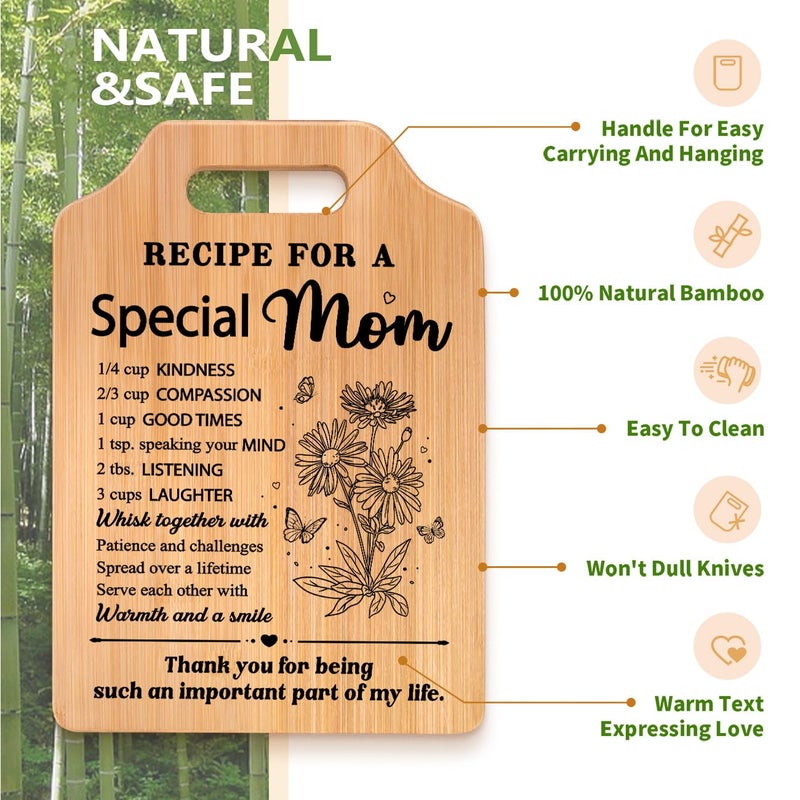 Milcier Gifts for Mom  Moms Birthday Gift Ideas  Recipe Cutting Board for Moms  Best Gifts for Mom Birthday  Christmas  Mothers Day  Valentines Day  Mom 's Kitchen Cutting Board - Image 4