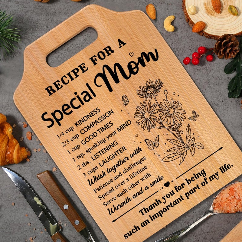 Milcier Gifts for Mom  Moms Birthday Gift Ideas  Recipe Cutting Board for Moms  Best Gifts for Mom Birthday  Christmas  Mothers Day  Valentines Day  Mom 's Kitchen Cutting Board - Image 2