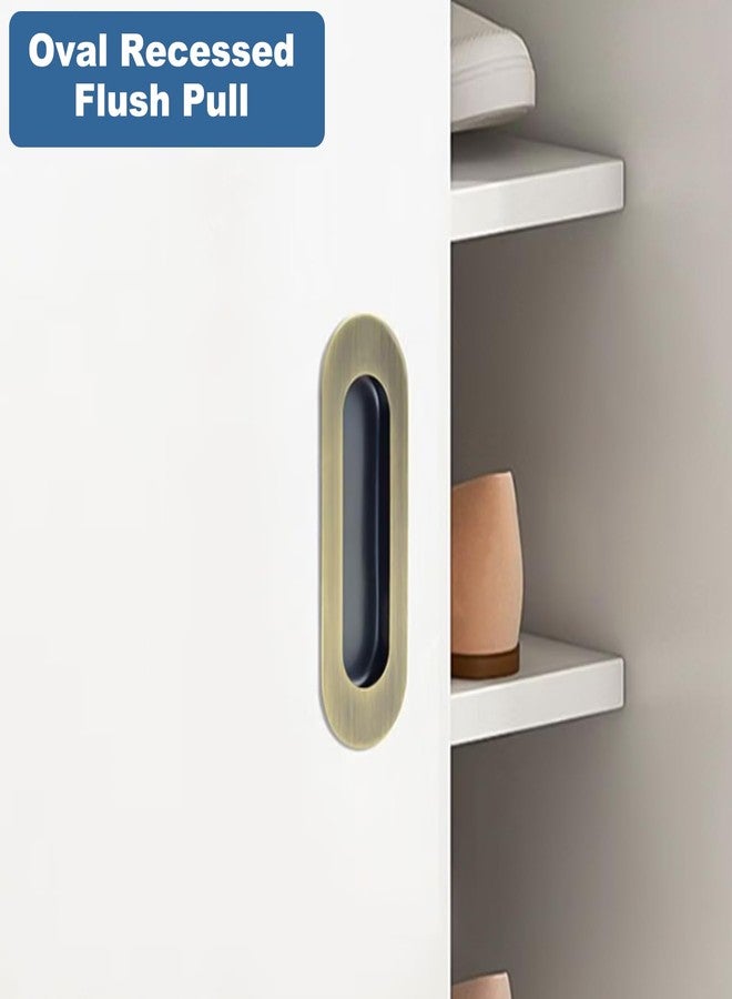 ERDANER 2pcs Oval Recessed Flush Pull Sliding Closet Door Handles Flush Handles with Hidden Concealed Screws(Length 120mm/4.72"-Bronze) - Image 4