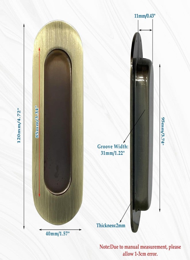 ERDANER 2pcs Oval Recessed Flush Pull Sliding Closet Door Handles Flush Handles with Hidden Concealed Screws(Length 120mm/4.72"-Bronze) - Image 3