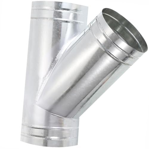 TOP-VIGOR 6" Inch to 6" Inch Wye Shape Duct Splitter, 45° Degree Dust Fitting Adapter, 3 Way Duct Hose Connector, Galvanized Steel Branch for Exhaust Fan, Dryer Vent Hose, Industrial HVAC Ventilation - Image 1