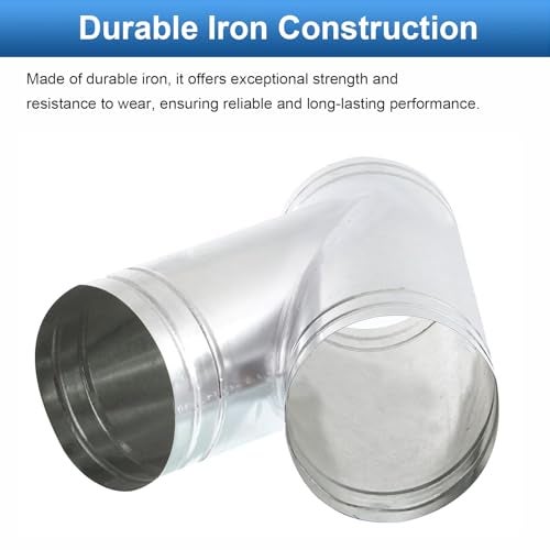 TOP-VIGOR 6" Inch to 6" Inch Wye Shape Duct Splitter, 45° Degree Dust Fitting Adapter, 3 Way Duct Hose Connector, Galvanized Steel Branch for Exhaust Fan, Dryer Vent Hose, Industrial HVAC Ventilation - Image 3