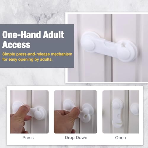 Safe-O-Kid® Pack of 12- Finger Injury Safety -Durable, Elegant Child Safety Cabinet Lock- White - Image 3