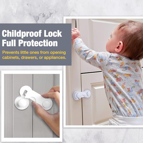 Safe-O-Kid® Pack of 12- Finger Injury Safety -Durable, Elegant Child Safety Cabinet Lock- White - Image 2