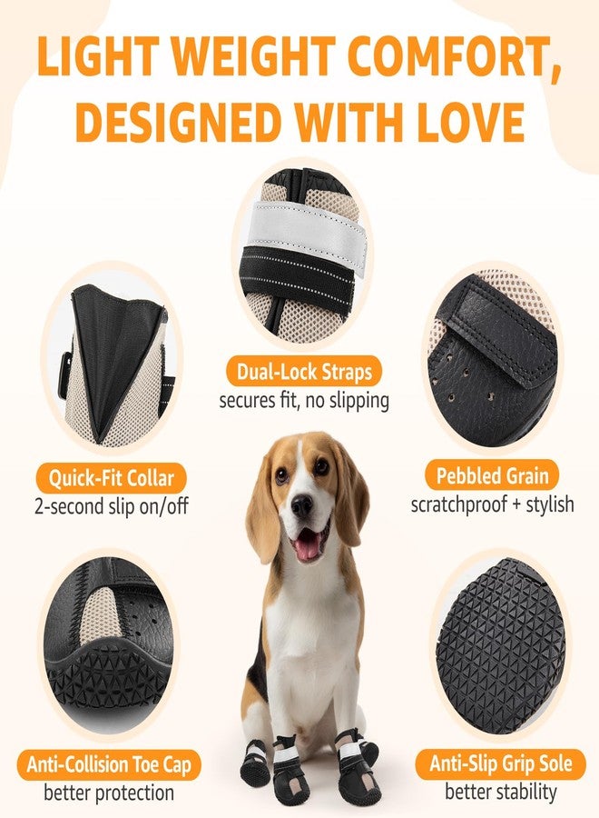 LOOBANI Dog Shoes for Large Medium Small Dogs, Breathable Anti-Slip Dog Booties for Hot Pavement, Paw Protectors with Reflective Straps for Outdoor Walking, Hardwood Floor (Size 5) - Image 4