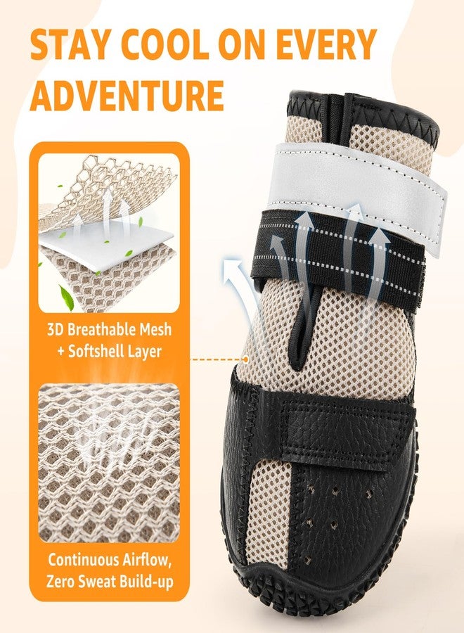 LOOBANI Dog Shoes for Large Medium Small Dogs, Breathable Anti-Slip Dog Booties for Hot Pavement, Paw Protectors with Reflective Straps for Outdoor Walking, Hardwood Floor (Size 5) - Image 3
