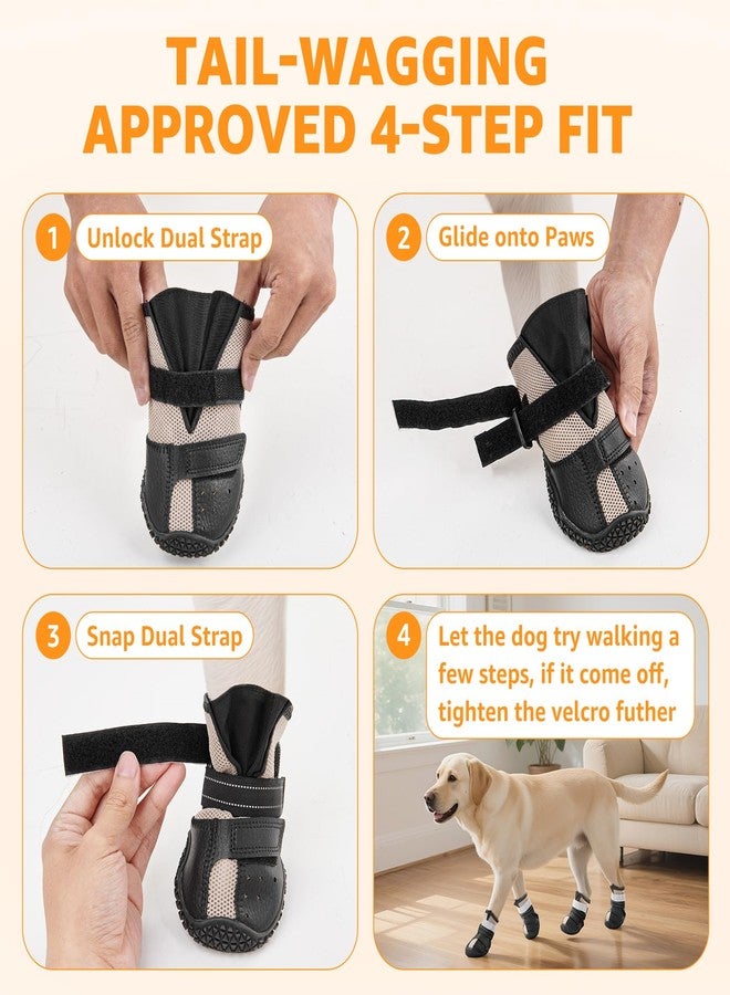 LOOBANI Dog Shoes for Large Medium Small Dogs, Breathable Anti-Slip Dog Booties for Hot Pavement, Paw Protectors with Reflective Straps for Outdoor Walking, Hardwood Floor (Size 5) - Image 5